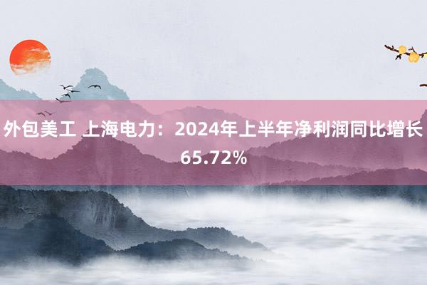 外包美工 上海电力：2024年上半年净利润同比增长65.72%