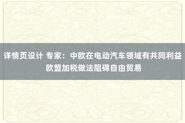 详情页设计 专家：中欧在电动汽车领域有共同利益 欧盟加税做法阻碍自由贸易